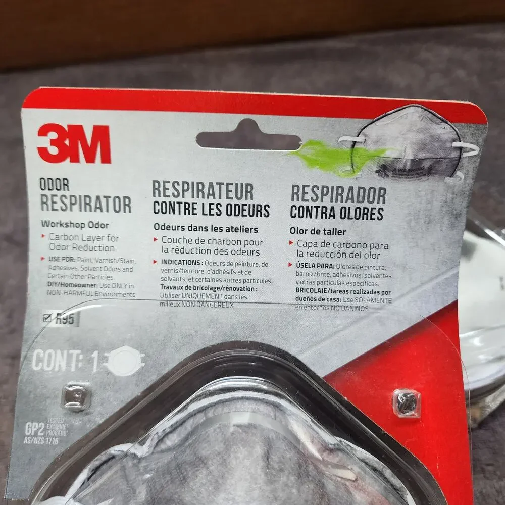 Lot of 2 3M Odor Respirator masks. 1 opened but never used b38